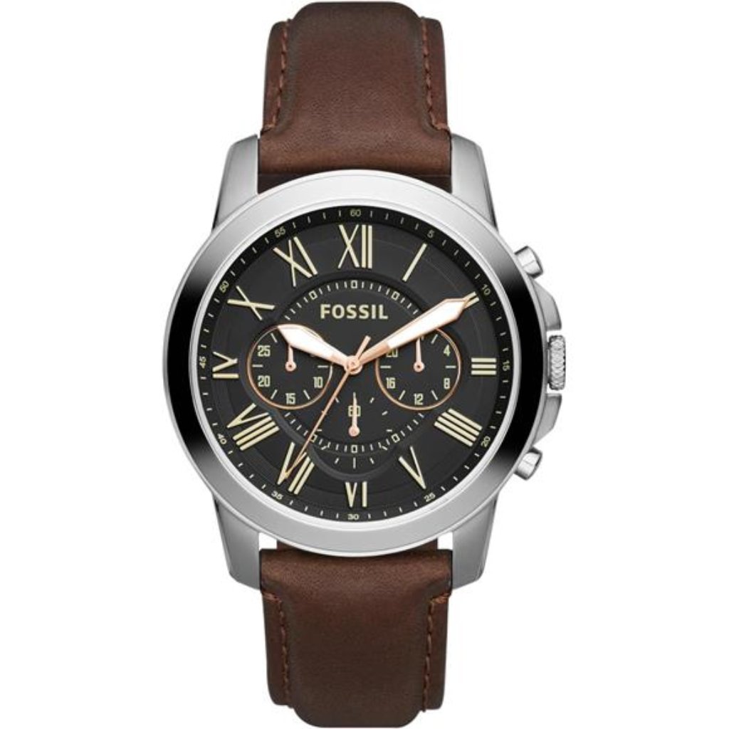 Mens Watch With Chronograph Or Automatic Display And Genuine Leather Band